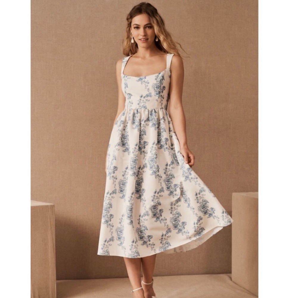 Sachin & Babi Blaine Midi Dress Chinoiserie Blue Size 8